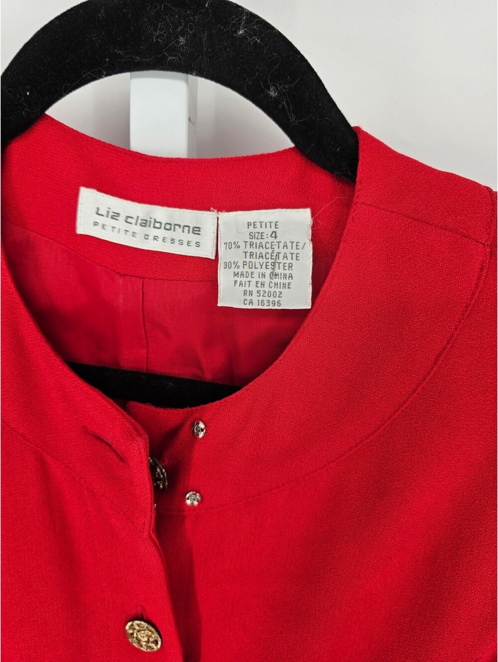 Liz Claiborne Women's Red Long Sleeve Button Front Midi Dress Size Petite 4 - Picture 4 of 4